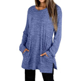 Women's Casual Sweatshirts Long Sleeve Oversized Shirt Blue Women's Tops - Tophatter Daily Deals