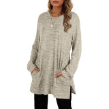 Women's Casual Sweatshirts Long Sleeve Oversized Shirt Khaki Women's Tops - Tophatter Daily Deals