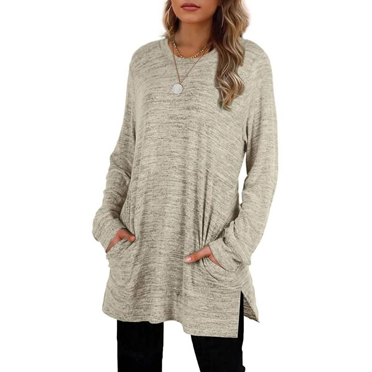 Women's Casual Sweatshirts Long Sleeve Oversized Shirt Khaki Women's Tops - Tophatter Daily Deals