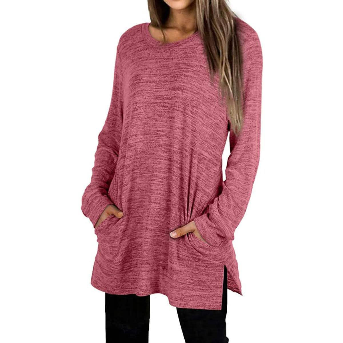 Women's Casual Sweatshirts Long Sleeve Oversized Shirt Red Women's Tops - Tophatter Daily Deals