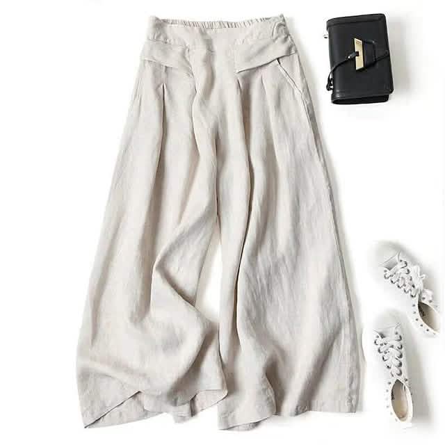 Women's Casual Wide Leg Pants Beige Women's Bottoms - Tophatter Daily Deals