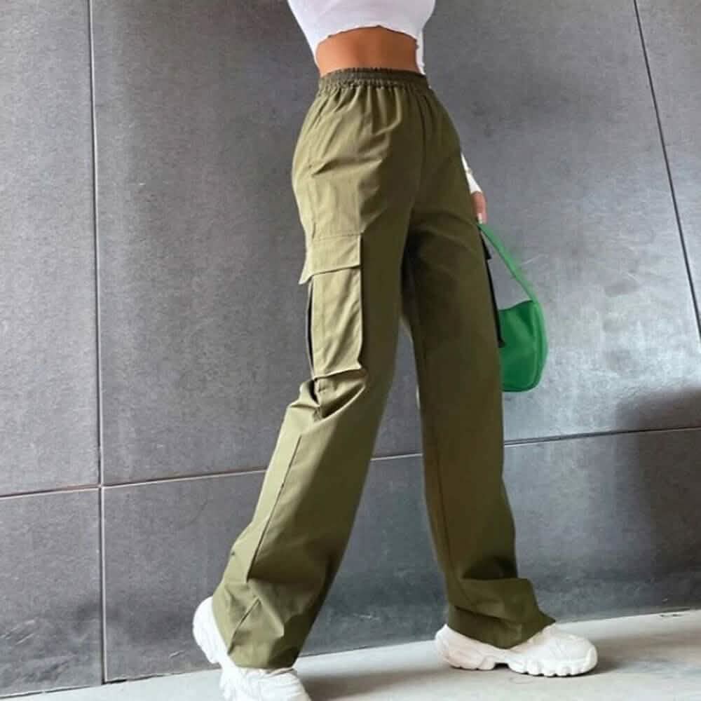Women's Chinos Cargo Mid Waist Pants Army Green Women's Bottoms - Tophatter Daily Deals