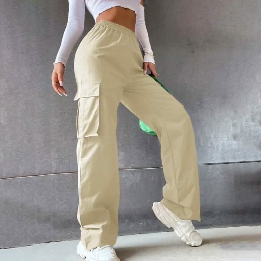 Women's Chinos Cargo Mid Waist Pants Beige Women's Bottoms - Tophatter Daily Deals