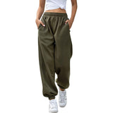 Women's Cinch Bottom Sweatpants Pockets High Waist Sporty Green Women's Bottoms - Tophatter Daily Deals