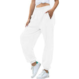 Women's Cinch Bottom Sweatpants Pockets High Waist Sporty White Women's Bottoms - Tophatter Daily Deals