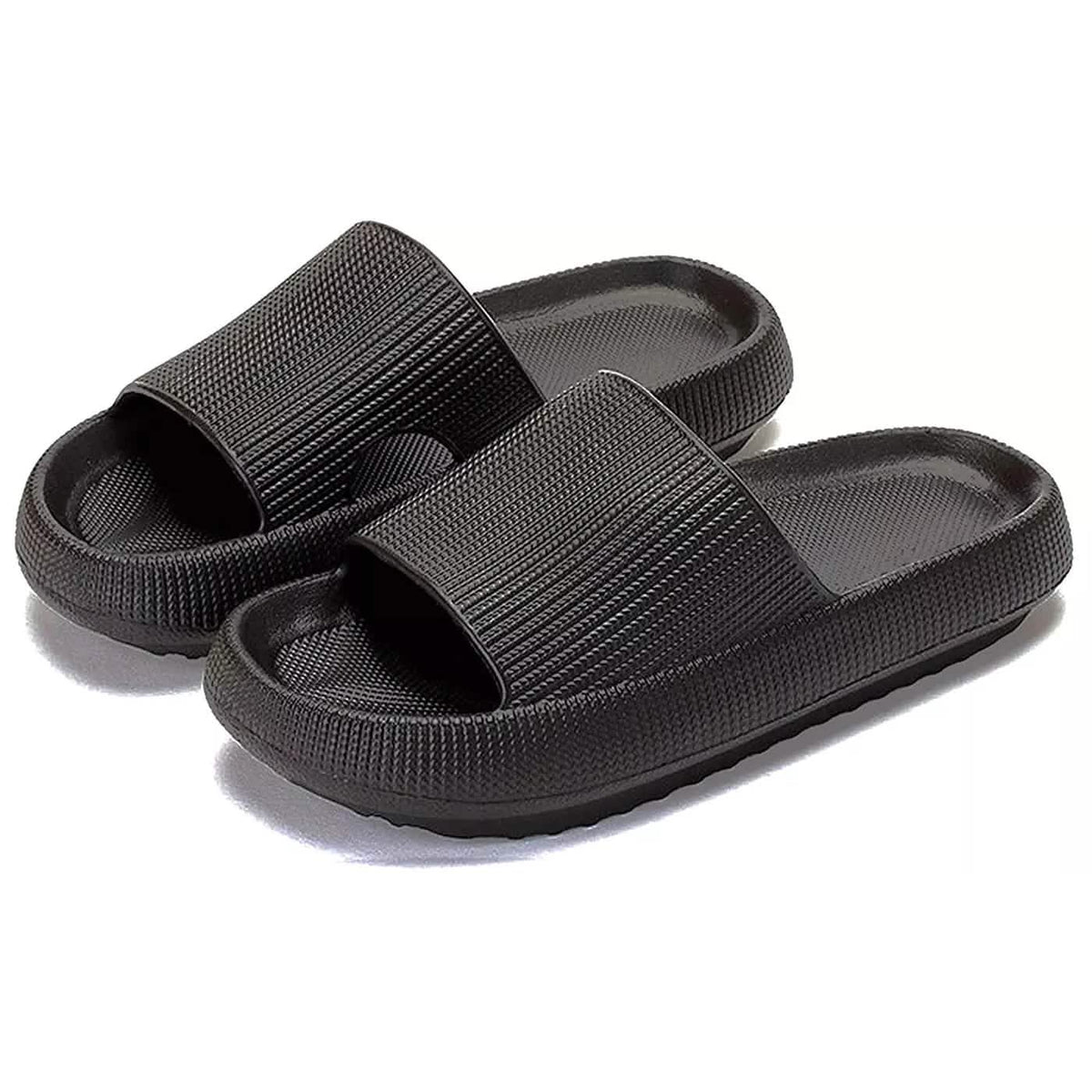 Women's Cloud Pillow Slide Slipper Sandal Black Women's Shoes - Tophatter Daily Deals
