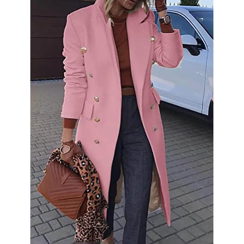 Women's Coat Regular Fit Warm Casual Jacket Long Sleeve Solid Color Pink Women's Outerwear - Tophatter Daily Deals