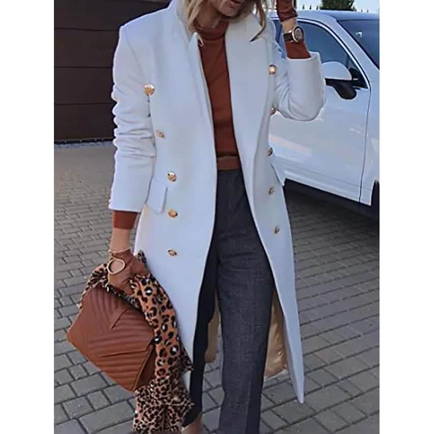 Women's Coat Regular Fit Warm Casual Jacket Long Sleeve Solid Color White Women's Outerwear - Tophatter Daily Deals
