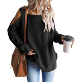 Women's Cold Shoulder Batwing Chunky Knitted Tunic Tops Black Women's Tops - Tophatter Daily Deals