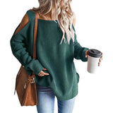 Women's Cold Shoulder Batwing Chunky Knitted Tunic Tops Green Women's Tops - Tophatter Daily Deals