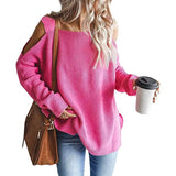 Women's Cold Shoulder Batwing Chunky Knitted Tunic Tops Pink Women's Tops - Tophatter Daily Deals