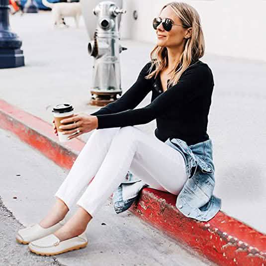 Women's Comfortable Leather Loafers Women's Shoes - Tophatter Daily Deals