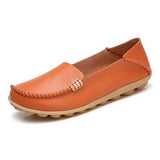 Women's Comfortable Leather Loafers Orange Women's Shoes - Tophatter Daily Deals