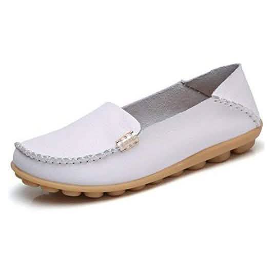 Women's Comfortable Leather Loafers White Women's Shoes - Tophatter Daily Deals