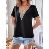 Women's Contrast Guipure Lace Blouse Women's Tops - Tophatter Daily Deals