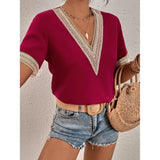 Women's Contrast Guipure Lace Blouse Women's Tops - Tophatter Daily Deals