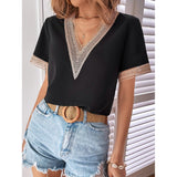 Women's Contrast Guipure Lace Blouse Women's Tops - Tophatter Daily Deals
