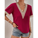 Women's Contrast Guipure Lace Blouse Women's Tops - Tophatter Daily Deals