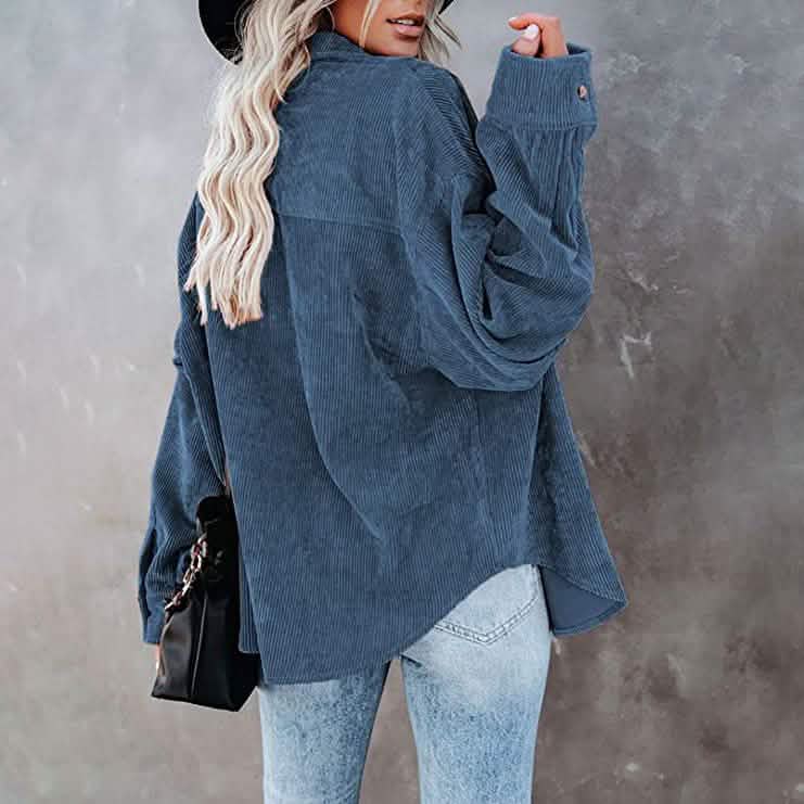Women's Corduroy Shirts Casual Long Sleeve Top Women's Tops - Tophatter Daily Deals