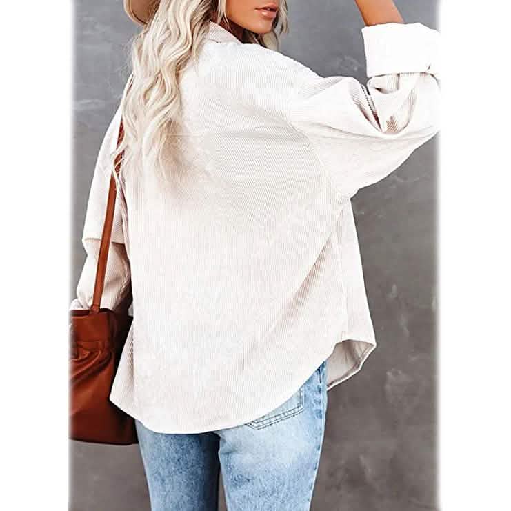 Women's Corduroy Shirts Casual Long Sleeve Top Women's Tops - Tophatter Daily Deals