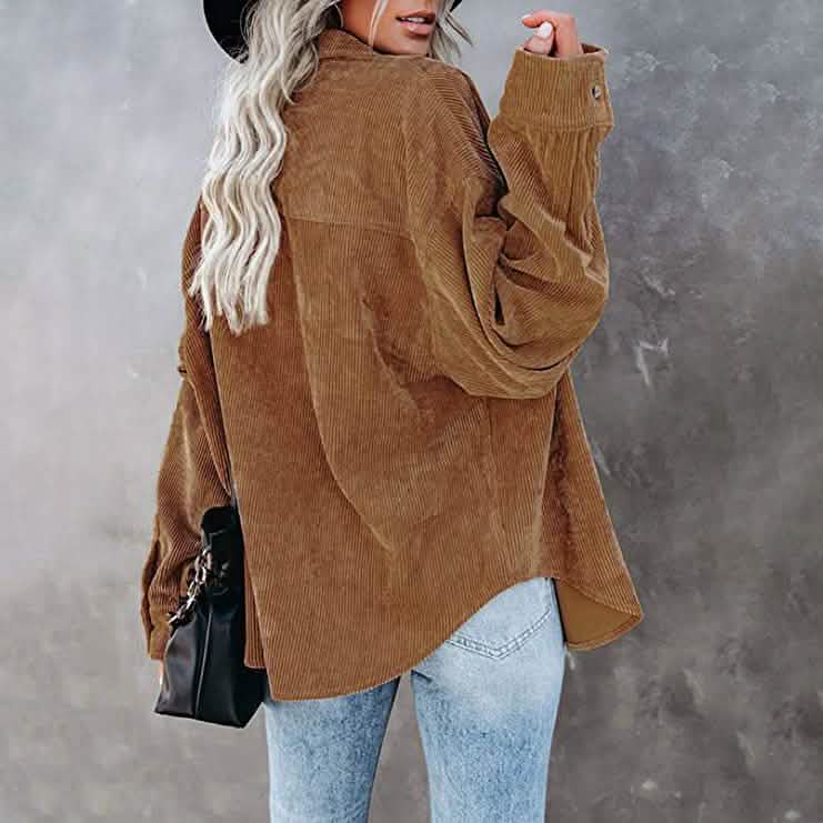 Women's Corduroy Shirts Casual Long Sleeve Top Women's Tops - Tophatter Daily Deals