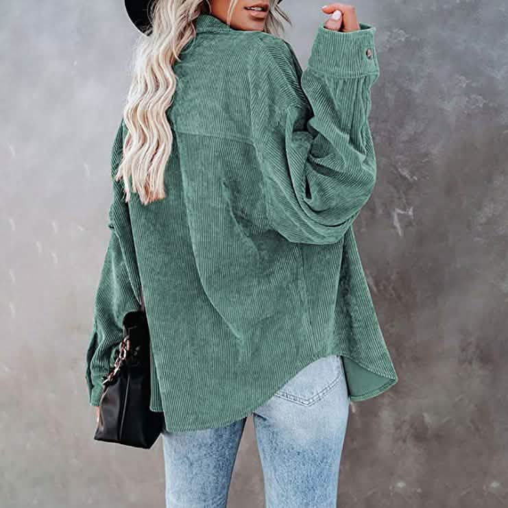 Women's Corduroy Shirts Casual Long Sleeve Top Women's Tops - Tophatter Daily Deals