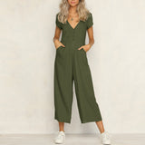 Women's Cotton And Linen Short Sleeve Jumpsuit Jumpsuit - Tophatter Daily Deals