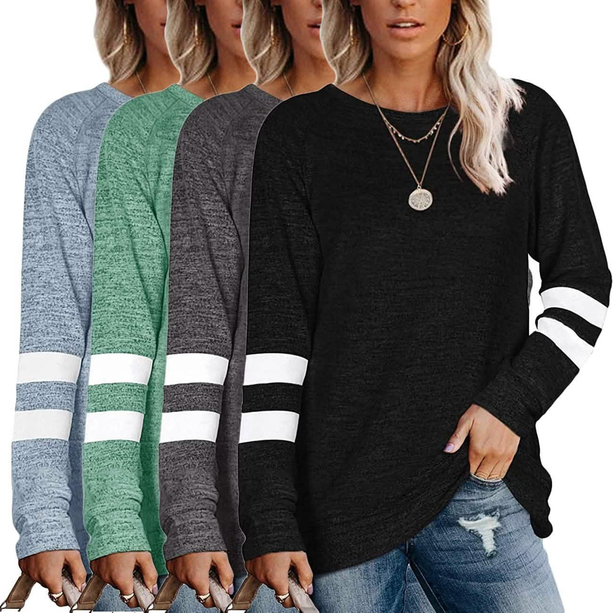Women's Crewneck Sweatshirts Long Sleeve Sweaters Tunic Tops Women's Tops - Tophatter Daily Deals