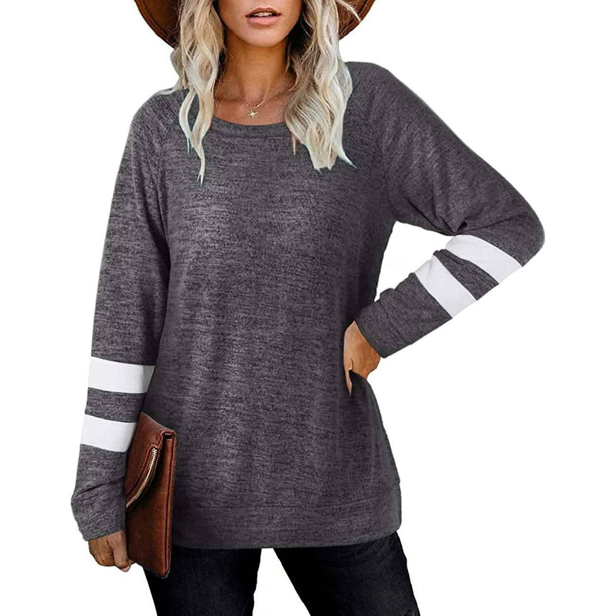 Women's Crewneck Sweatshirts Long Sleeve Sweaters Tunic Tops Women's Tops - Tophatter Daily Deals