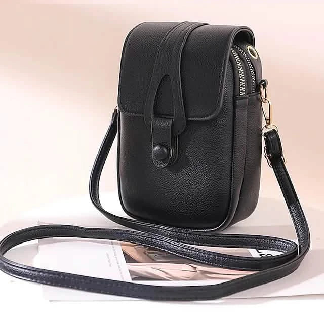 Women's Crossbody Leather Solid Color Plain Bag Wallet Black Handbags & Wallets - Tophatter Daily Deals