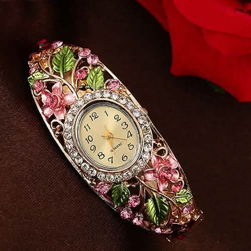 Women's Crystal Bracelet Wrist Watch Pink Watches - Tophatter Daily Deals