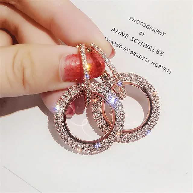 Women's Crystal Earrings Rose Gold Earrings - Tophatter Daily Deals