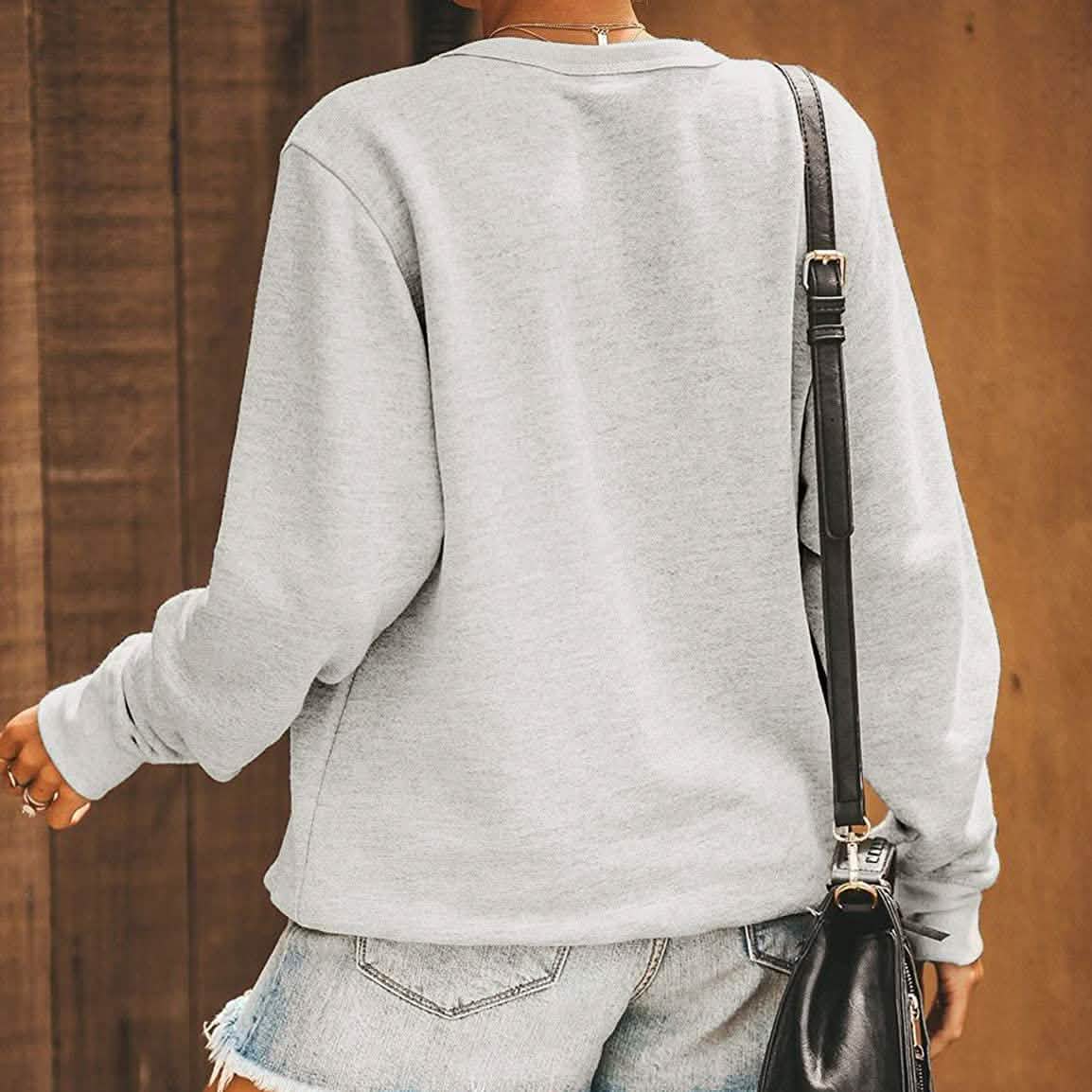 Women's Cute Long Sleeve Top Loose Crewneck Pullover Sweatshirt Women's Tops - Tophatter Daily Deals