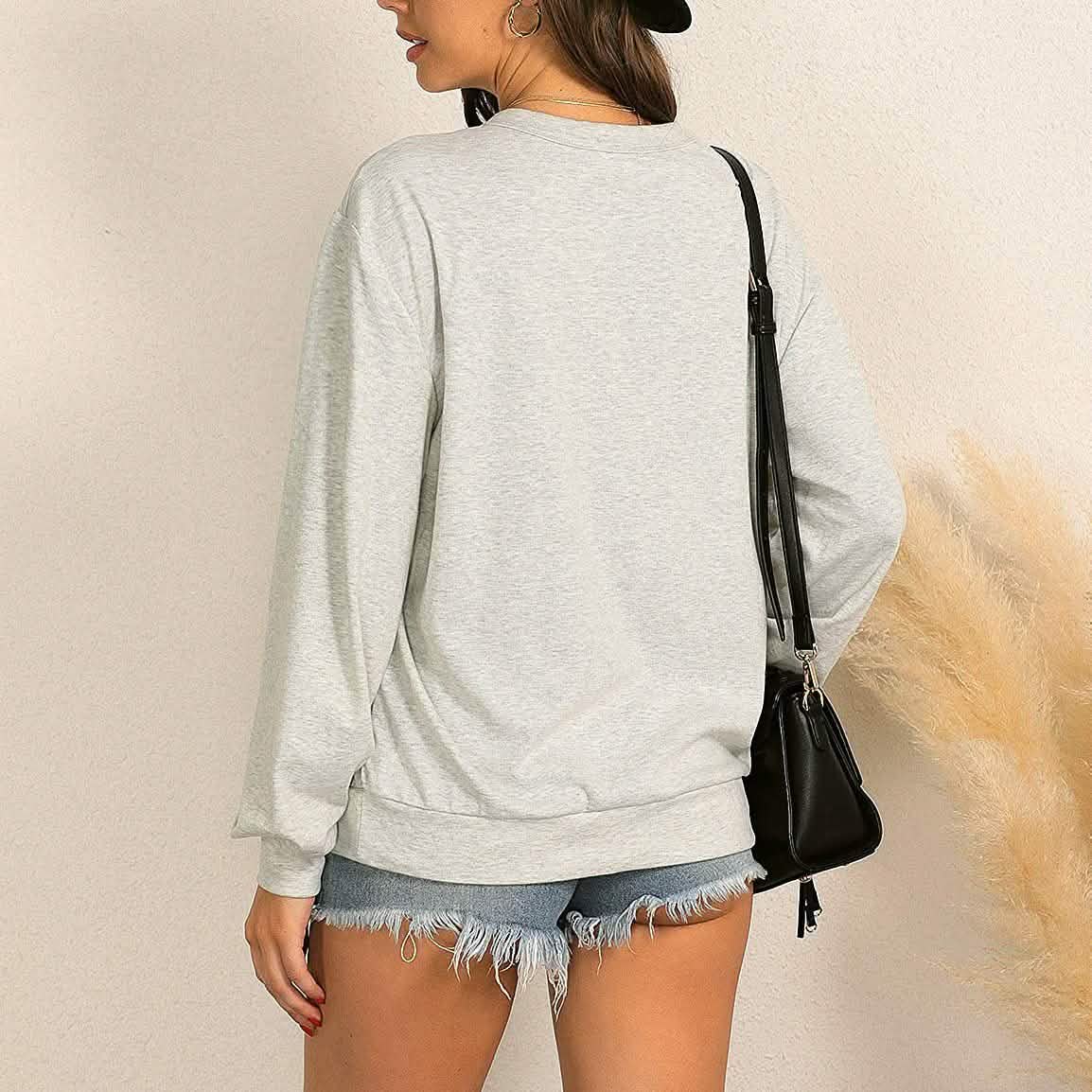 Women's Cute Long Sleeve Top Loose Crewneck Pullover Sweatshirt Women's Tops - Tophatter Daily Deals