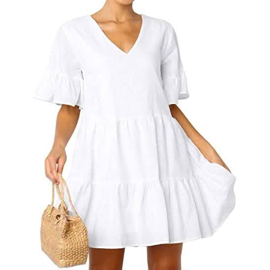 Women’s Cute Shift Dress with Pockets White Women's Dresses - Tophatter Daily Deals