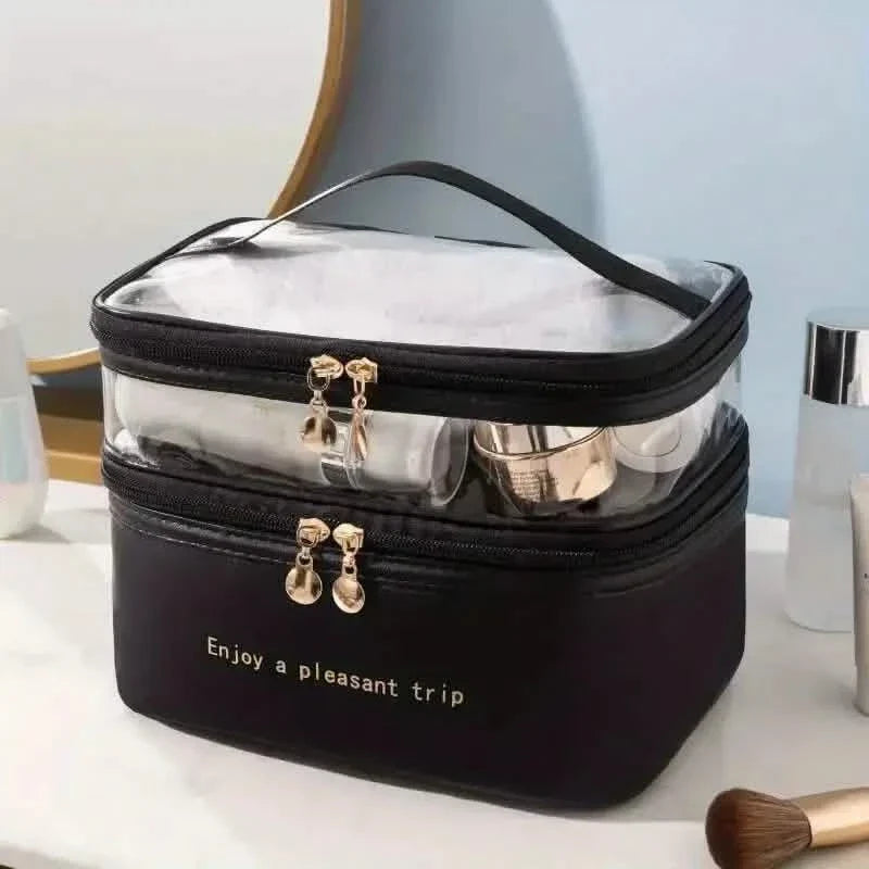 Women's Double Layer Makeup Bag Black Beauty & Personal Care - Tophatter Daily Deals