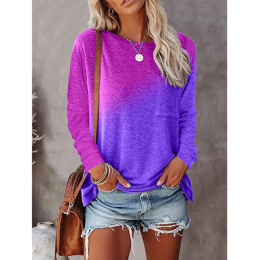 Women's Drawing T-Shirt Crew Neck Basic Top Purple Women's Tops - Tophatter Daily Deals
