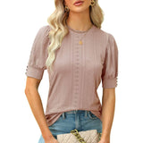 Women's Dressy Casual Puff Sleeve Tops Pink Women's Tops - Tophatter Daily Deals