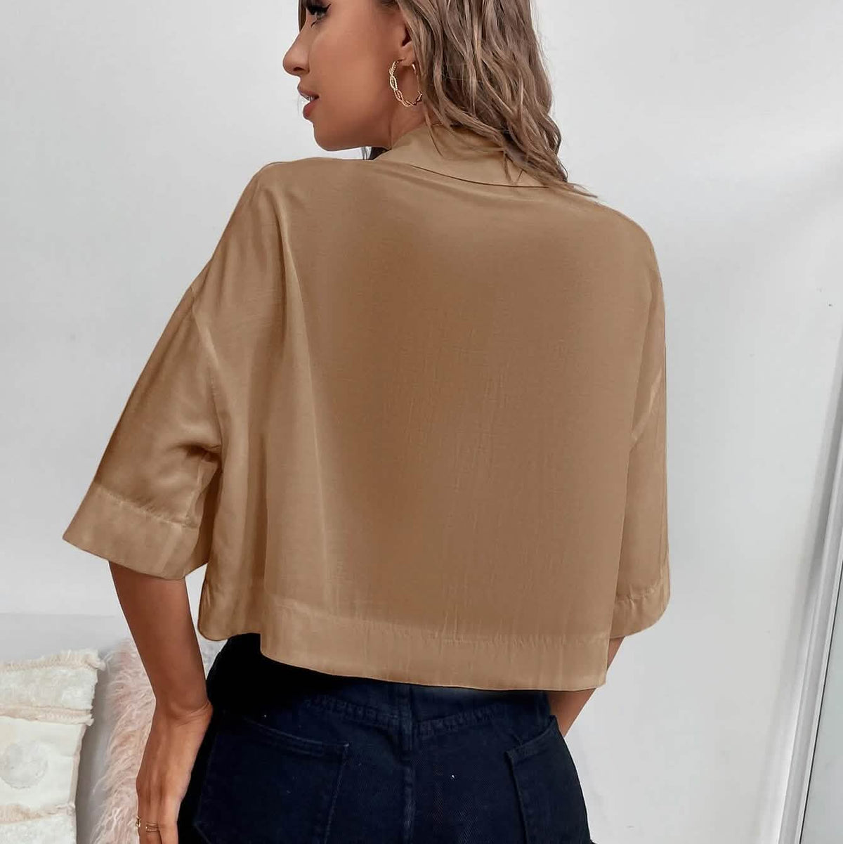 Women's Drop Shoulder Patch Pocket Shirt Women's Tops - Tophatter Daily Deals
