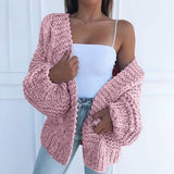 Women's Fashion Cable Knit Cardigan Pink Women's Outerwear - Tophatter Daily Deals