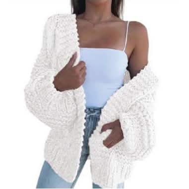 Women's Fashion Cable Knit Cardigan White Women's Outerwear - Tophatter Daily Deals