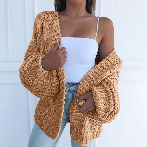 Women's Fashion Cable Knit Cardigan Yellow Women's Outerwear - Tophatter Daily Deals