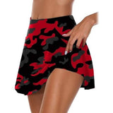 Women's Fashion Camouflage Print Athletic Skirt Red Women's Bottoms - Tophatter Daily Deals