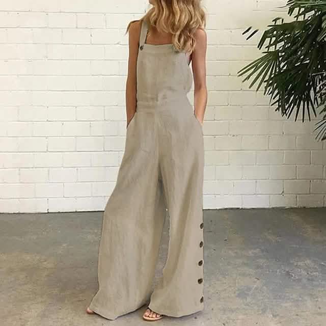 Women's Fashion Casual Loose Jumpsuit Khaki Women's Loungewear - Tophatter Daily Deals