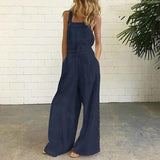 Women's Fashion Casual Loose Jumpsuit Navy Women's Loungewear - Tophatter Daily Deals