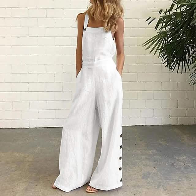 Women's Fashion Casual Loose Jumpsuit White Women's Loungewear - Tophatter Daily Deals