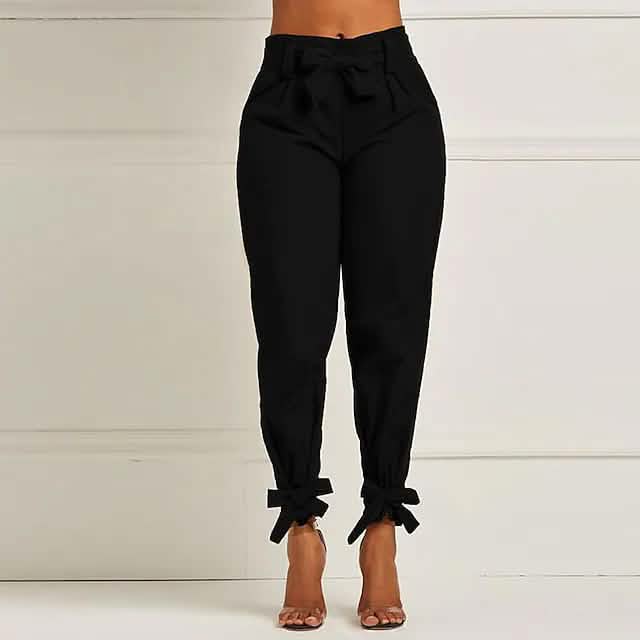 Women's Fashion Drawstring Ankle Trousers Black Women's Bottoms - Tophatter Daily Deals