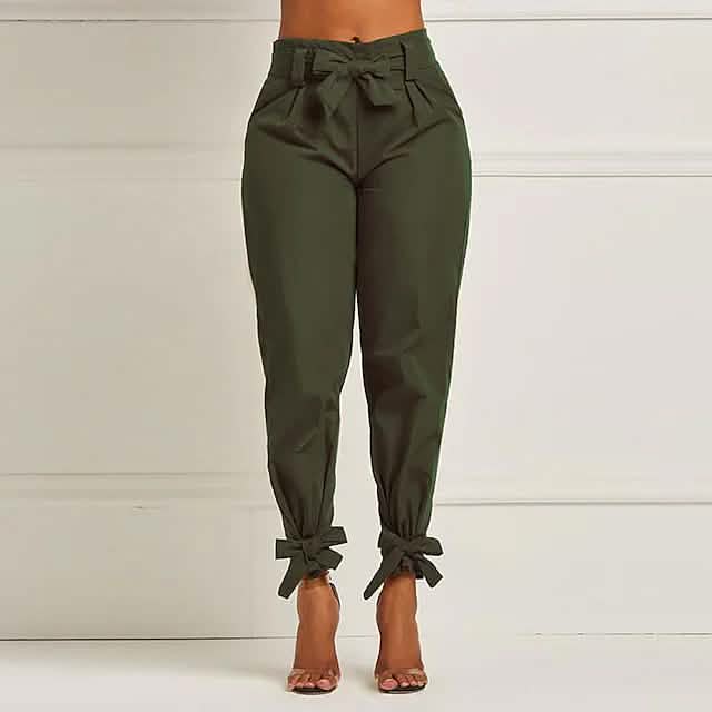 Women's Fashion Drawstring Ankle Trousers Green Women's Bottoms - Tophatter Daily Deals
