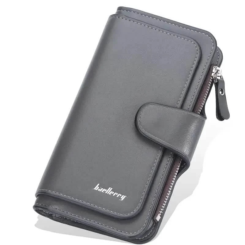 Women's Fashion Faux Leather Wallet with Card Slots & ID Window Dark Gray Handbags & Wallets - Tophatter Daily Deals