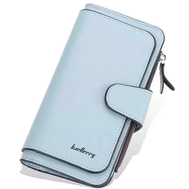Women's Fashion Faux Leather Wallet with Card Slots & ID Window Light Blue Handbags & Wallets - Tophatter Daily Deals
